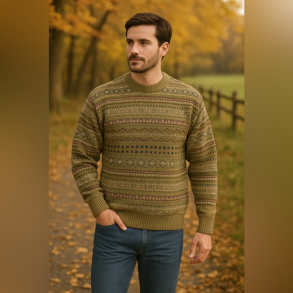 Vintage Timberland Weathergear Italy Sweater Men's M - Fair Isle Nordic Knit